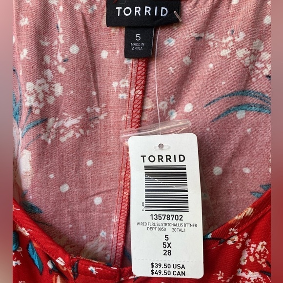 NWT Torrid Tank Sleeveless Floral Summer Red Top Size 5X - Picture 7 of 7